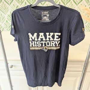 Under Armour NFL Navy Blue Women's T-Shirt Rams Make History Loose Fit Small